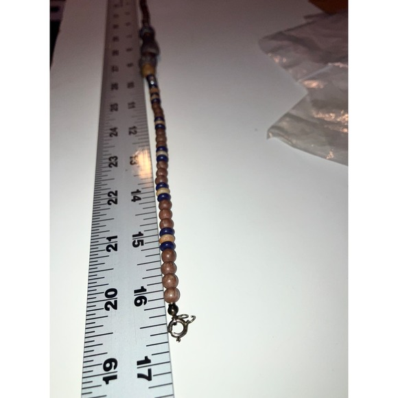 Brown and Beige Mixed Media Beaded Unisex 16 5/8 Inch Necklace! - Picture 6 of 6